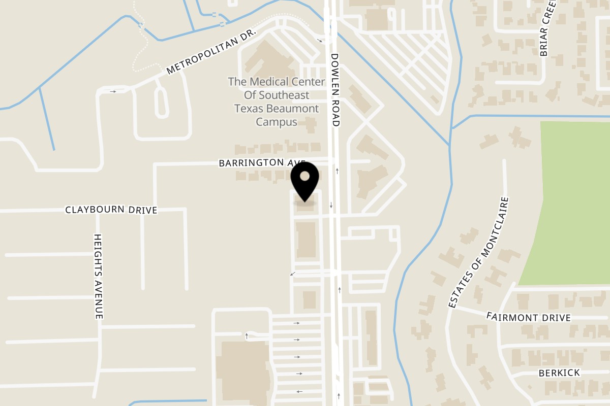 Map showing the location of Bruno's Italian Kitchen on 3199 Dowlen Rd in Beaumont